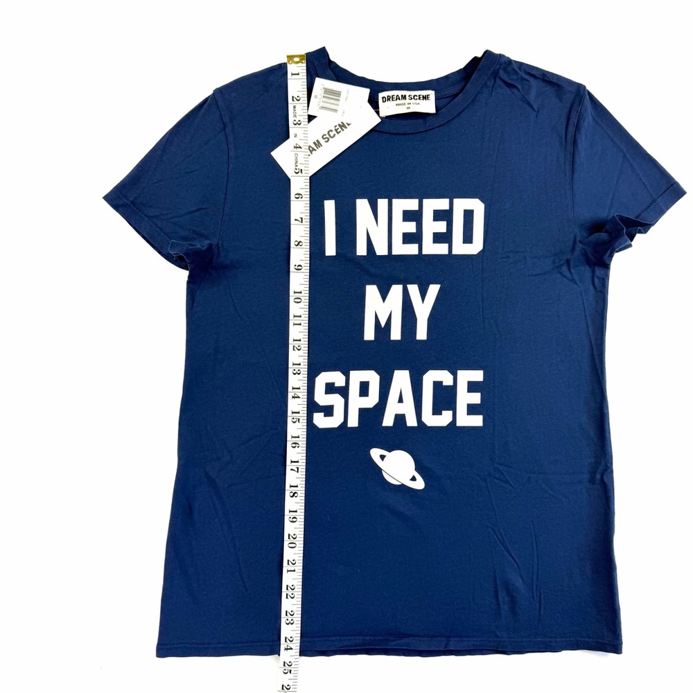 DREAM SCENE 'I Need My Space' 🪐 Graphic Tee in Navy Blue, Juniors Size M (NWT) - Picture 6 of 7